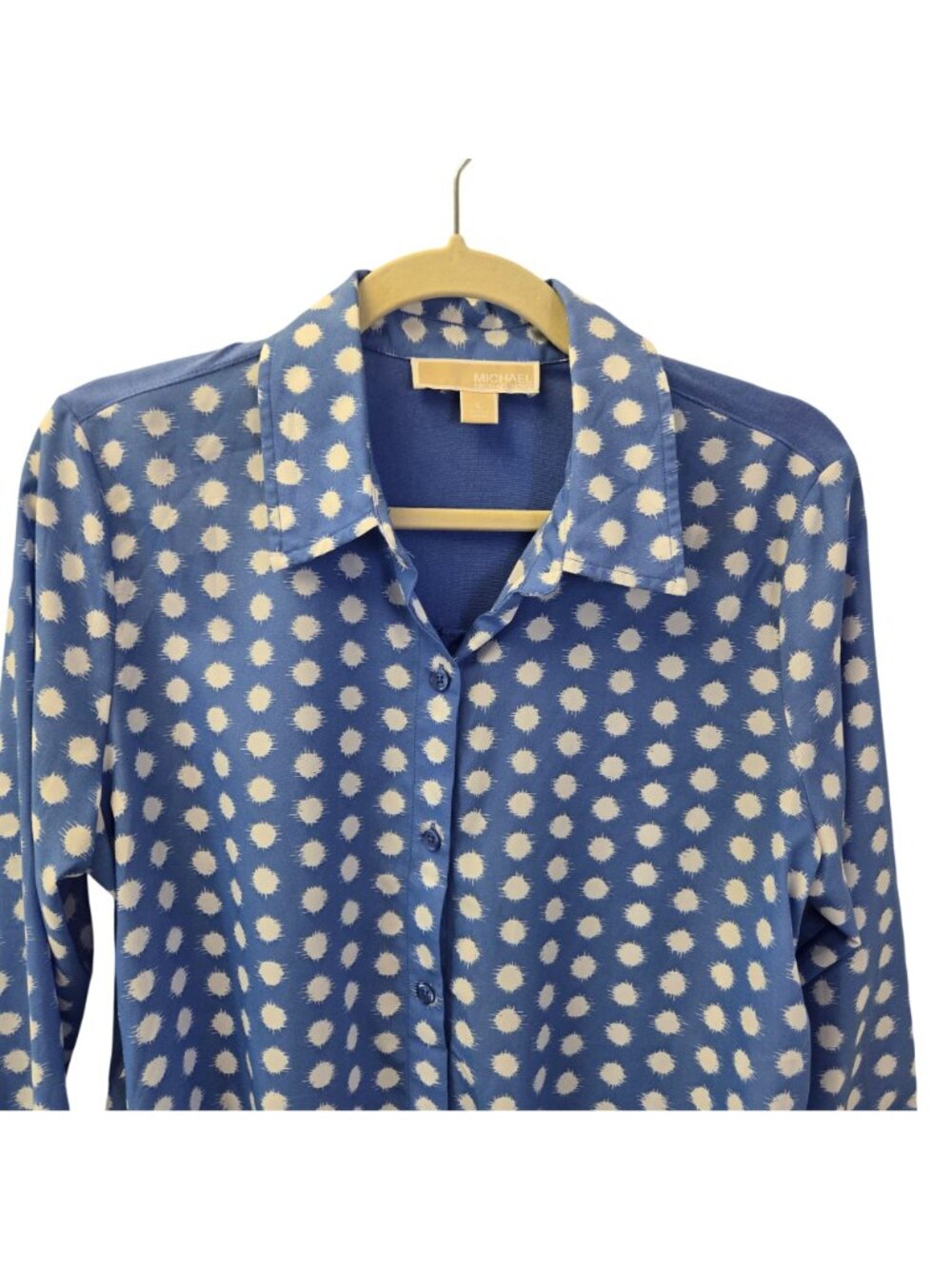 Michael Michael Kors Sunburst Print Mixed Media Tie Waist Blouse Size Large - Picture 4 of 6